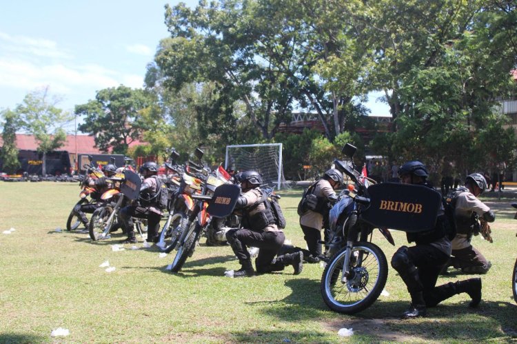 Tingkatkan Kesiapsiagaan, Brimob Polda Riau Latihan Operasi Aman Nusa I Fokus Penanganan Konflik Sosial